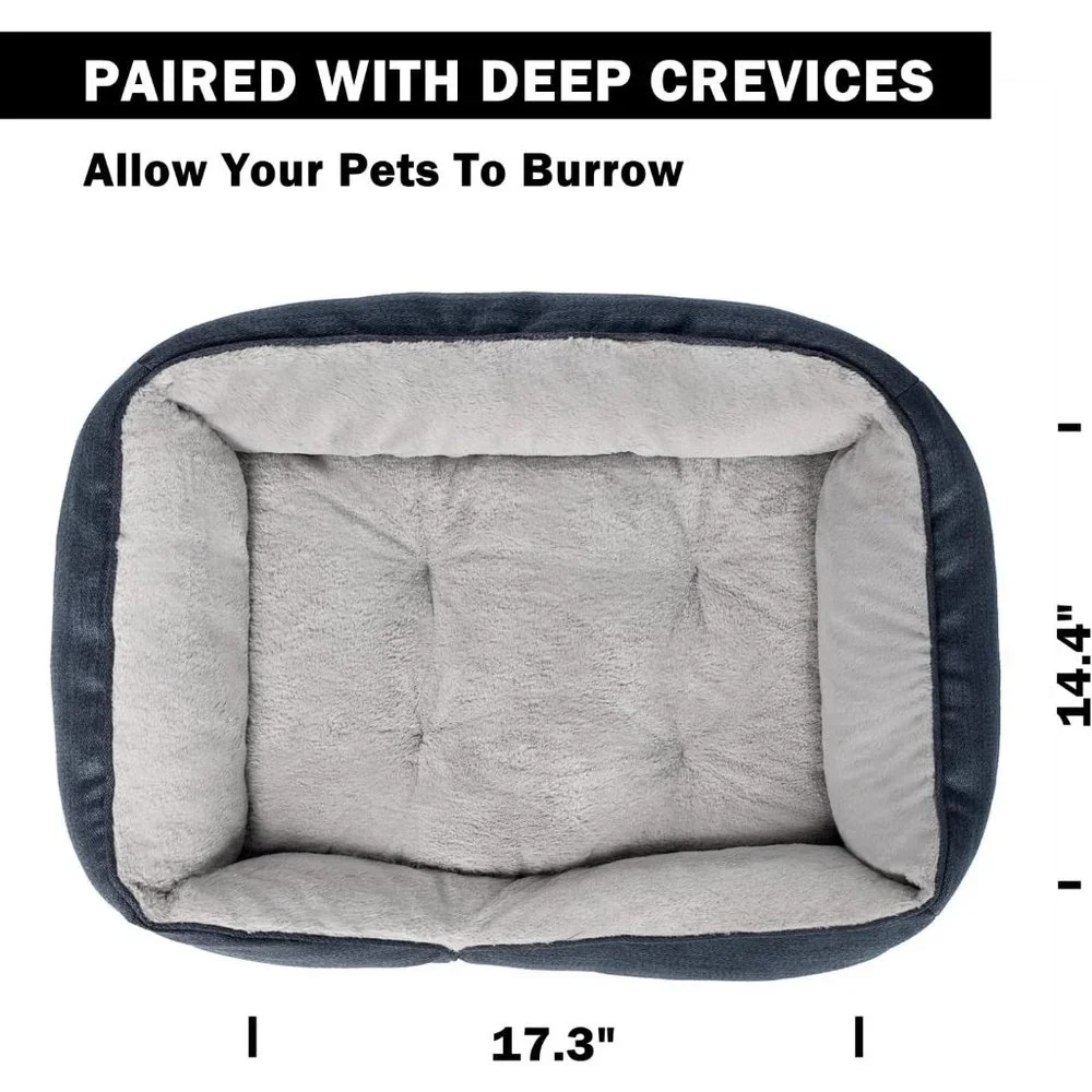 Coohom 25 INCH Polyester Black Dogs Rectangle Washable Comfortable Square Bed