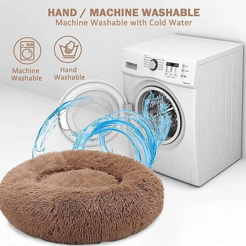 NEW 24” Fluffy Plush Round Pet Bed