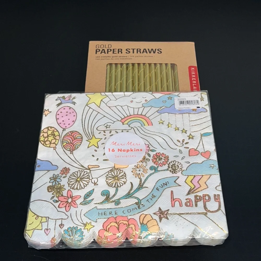 gold paper straws 144 units-NIB