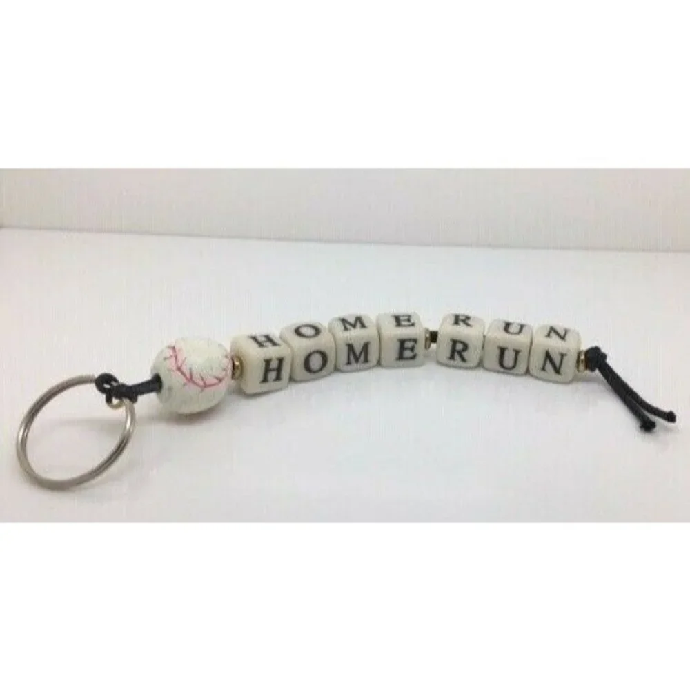 Baseball Keychain - spelling blocks HOMERUN - sports memorabilia preowned