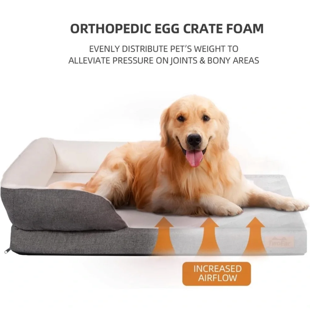 New TwoEar Dog Bed Memory Foam Orthopedic Pet Dogs Cats up to 110lb Medium Black