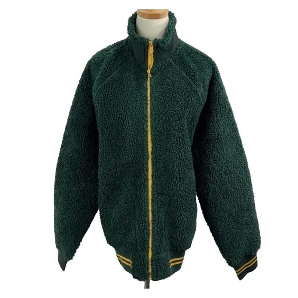 New J.Crew Men’s Nordic Sherpa Fleece Green All-Weather Jacket Coat Med Madewell