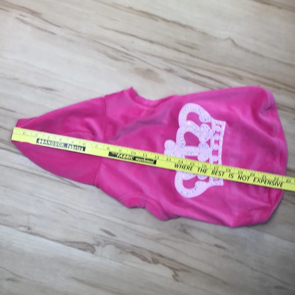 Simply She Pink Embroidered Crown With Crystals Pink Velvet Fleece Hoodie Large