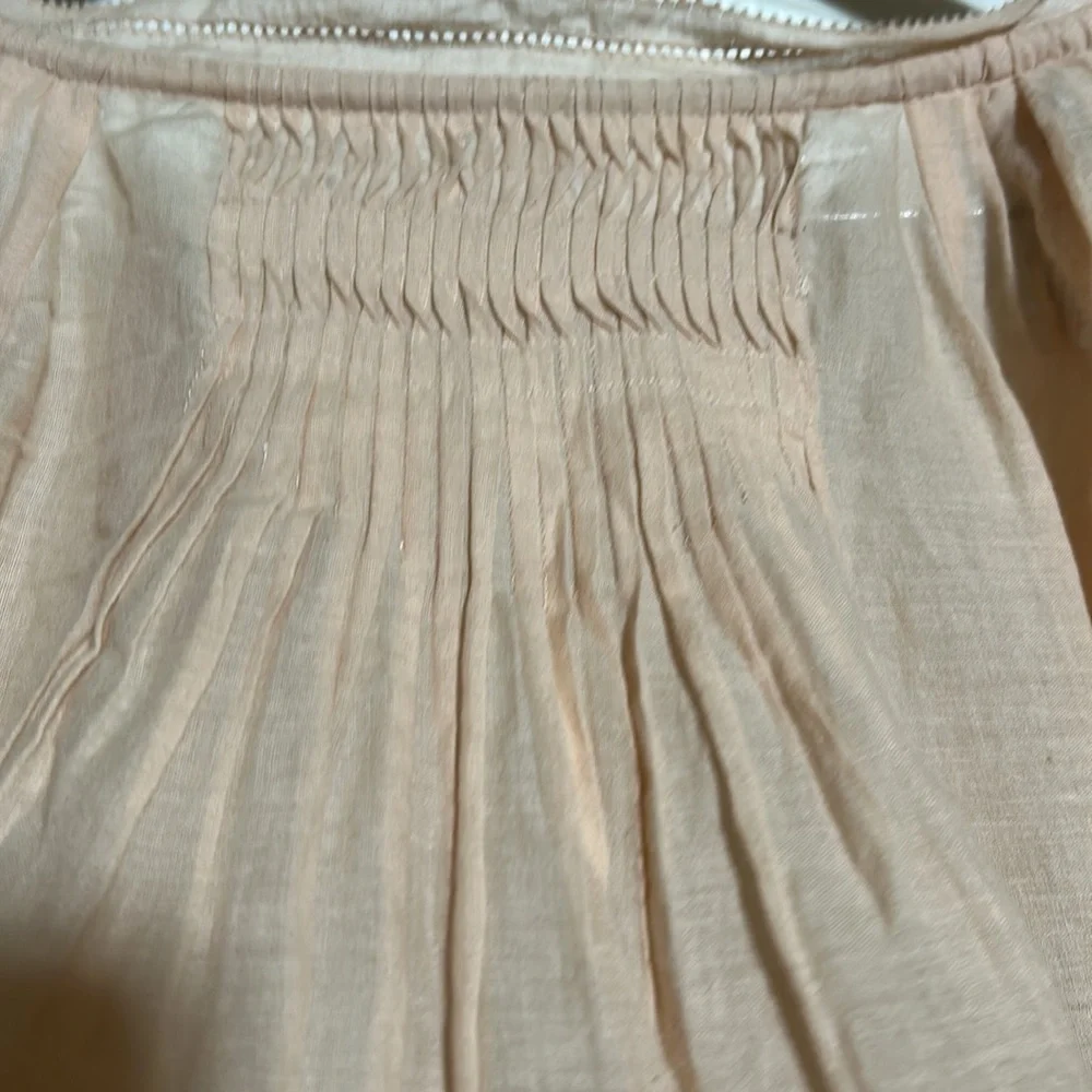 FREE PEOPLE Shimla Embroidered Semi-sheer Blouse Peach Boho Loose 100% Cotton