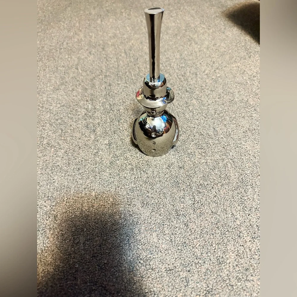 Crate & Barrel Christmas Polished Silver Metal 8” Snowman Dinner Bell