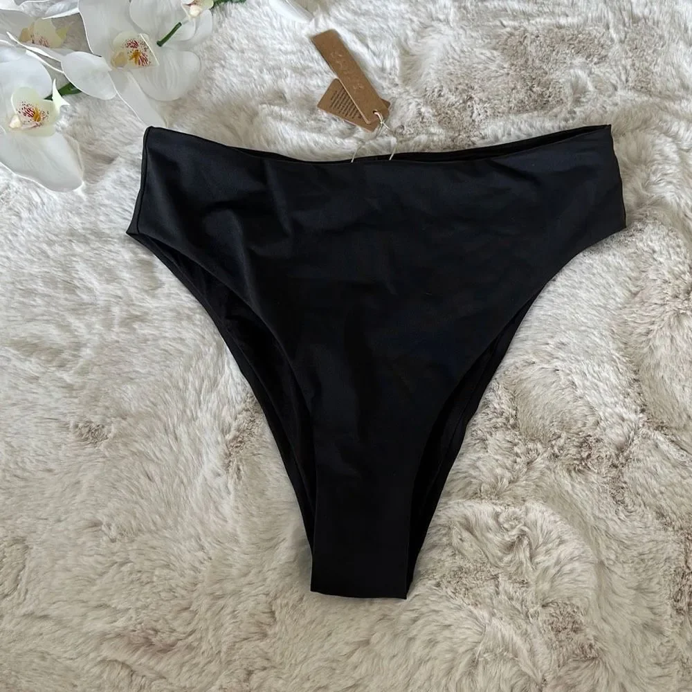 SKIMS Signature Swim Mid Waist Bottom Onyx