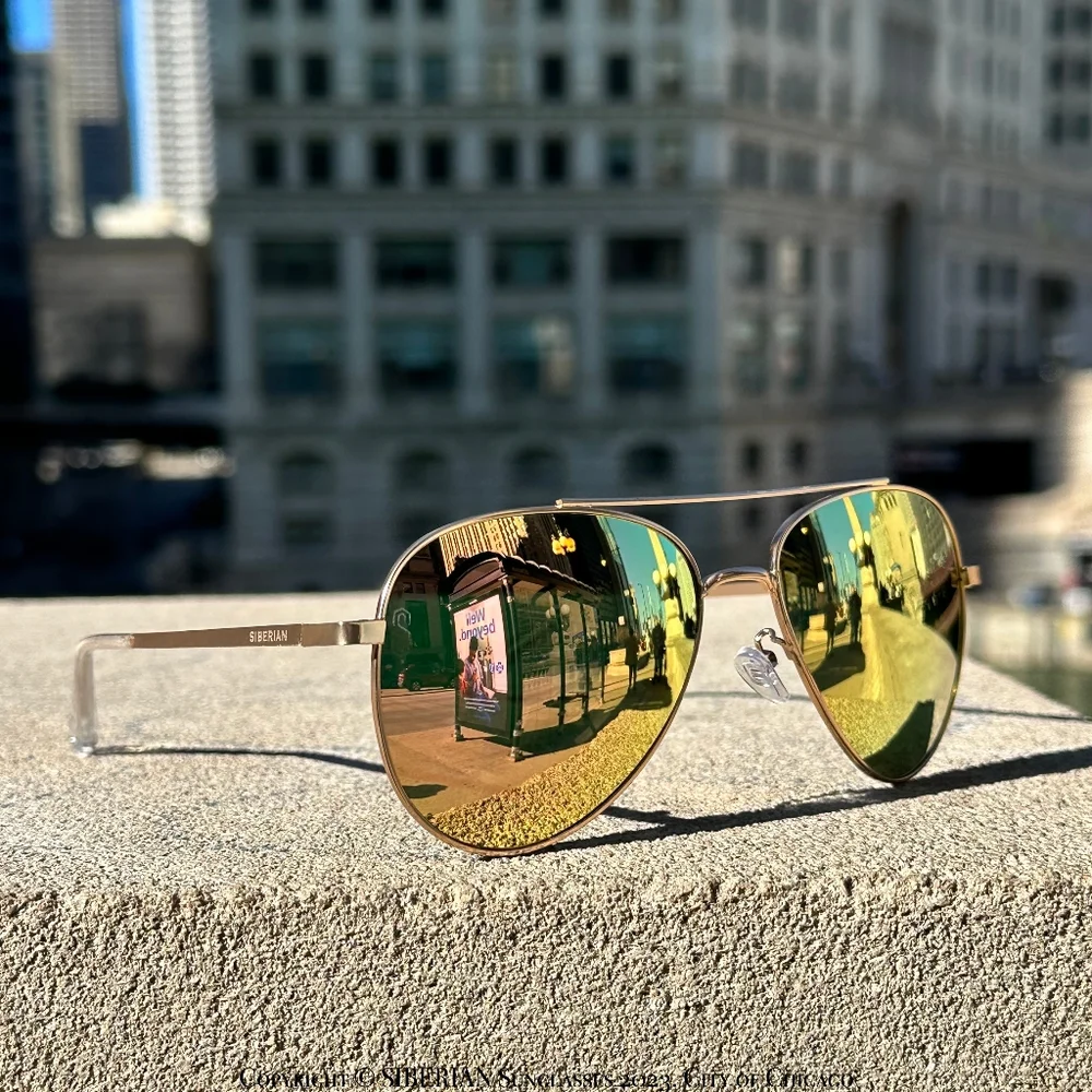 🇺🇸SIBERIAN Real Glass lenses COPPER Flash ROSE GOLD Aviator Sunglasses 60mm