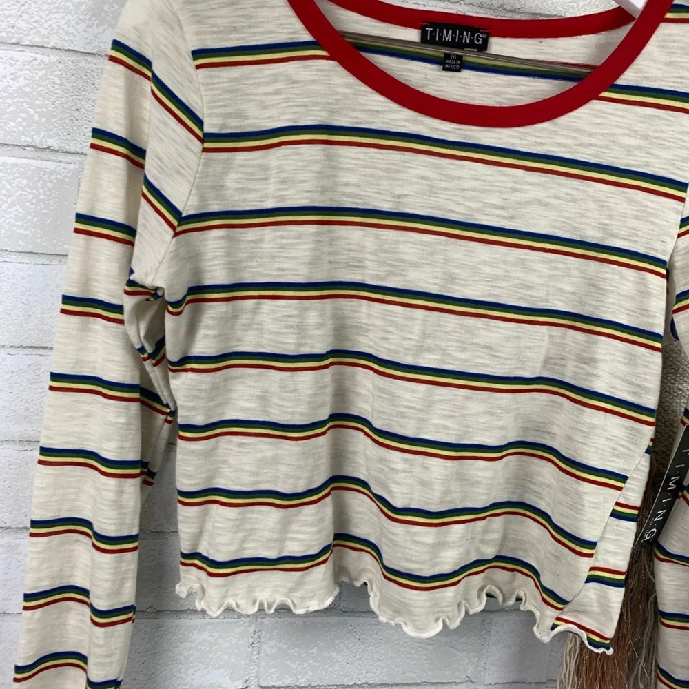 Timing Retro Striped Crop Top Size Medium