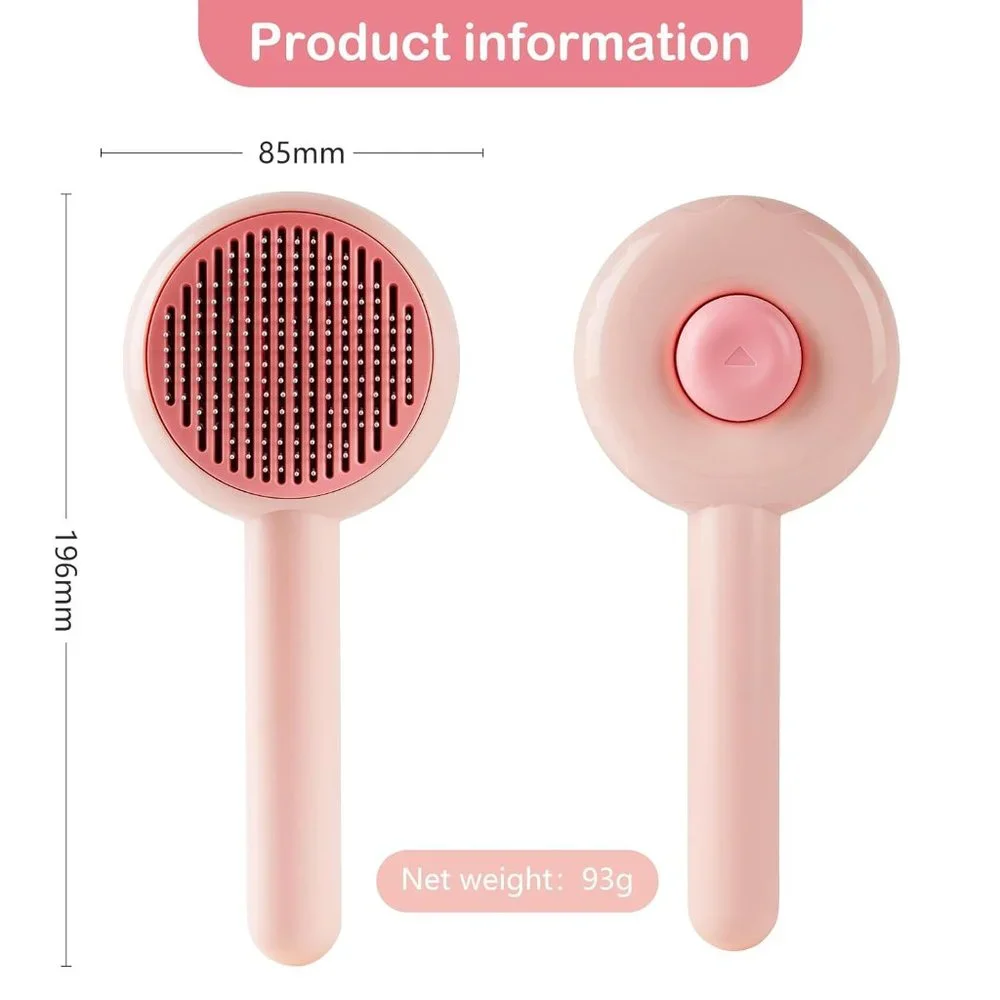 Pet Hair Cleaner Brush,Cat Grooming Brush with Self-Cleaning Button,Pet Shedding