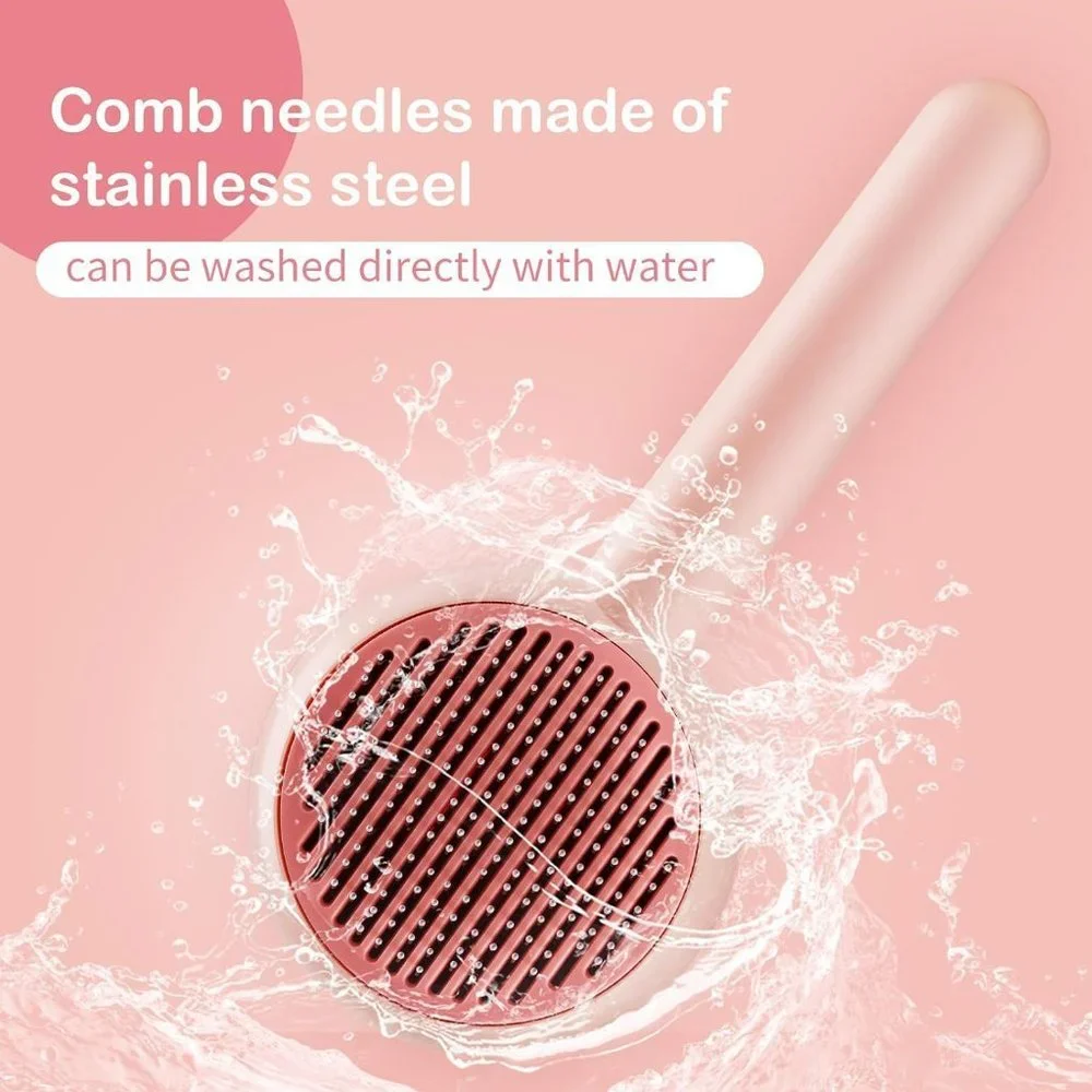 Pet Hair Cleaner Brush,Cat Grooming Brush with Self-Cleaning Button,Pet Shedding