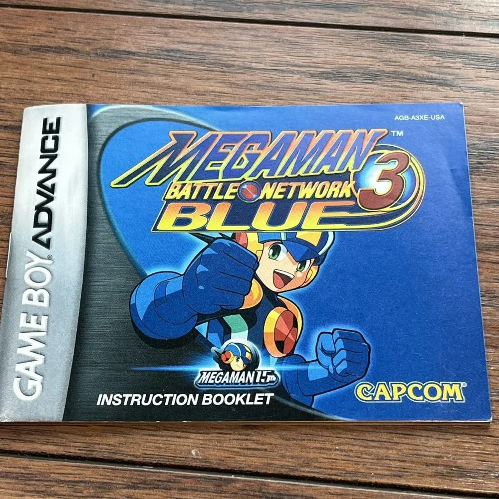 Vintage 2001 Gameboy Advance GBA Mega Man Battle Network 3 Blue Game Manual Case