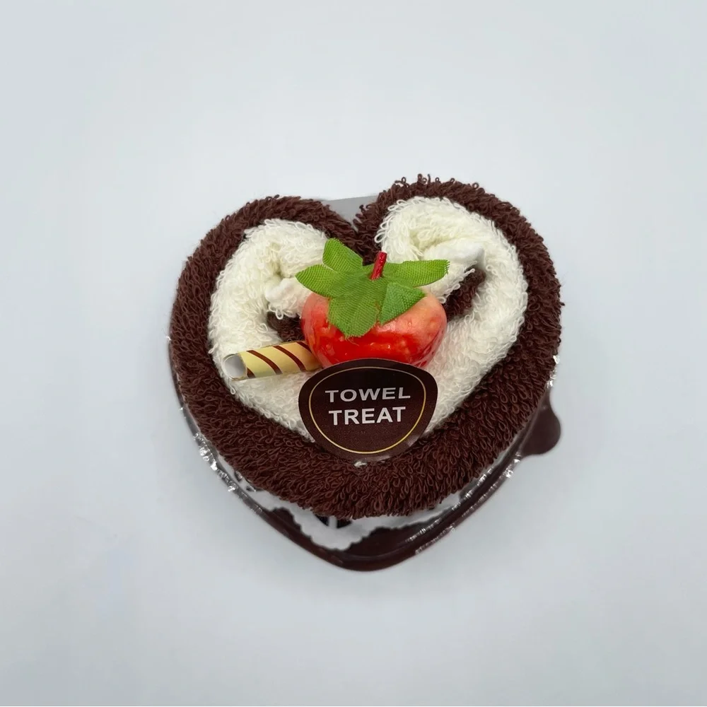 brown chocolate heart cake cotton microfiber bath hand face towel treat