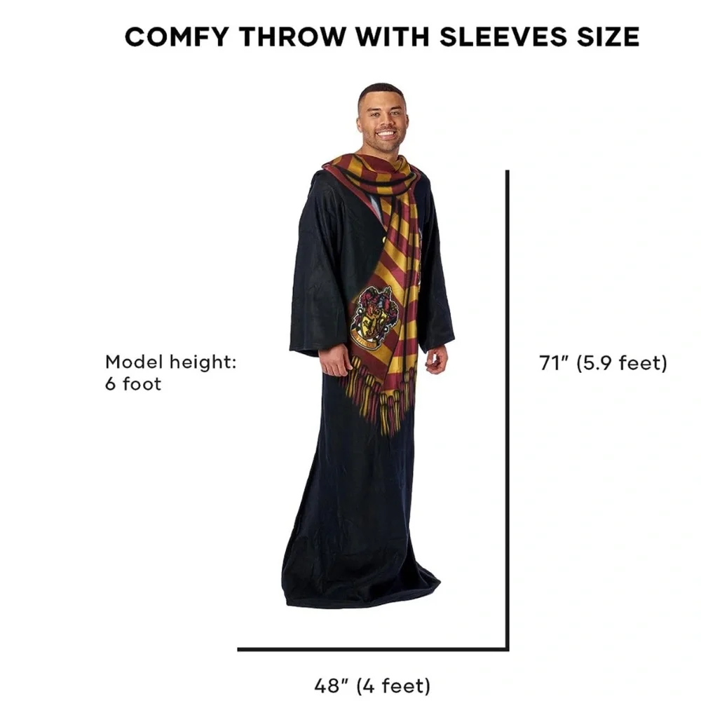Harry Potter Wearable Adult Blanket With Sleeves Unisex with Hogwarts socks