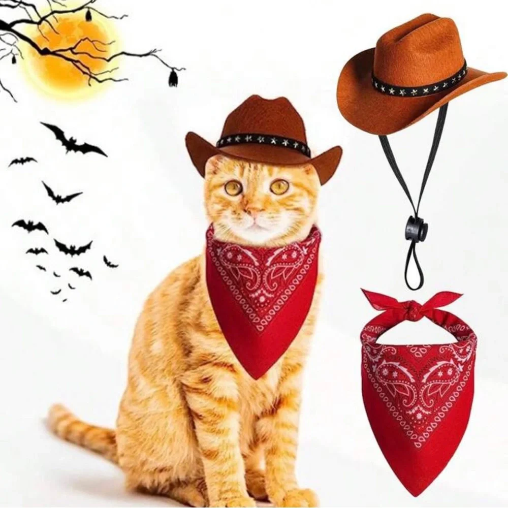 Halloween cowboy hat and scarf dog/cat costume