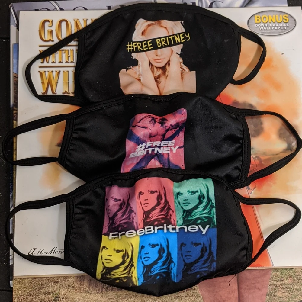 Set Lot Bundle Of 3 Free Britney Spears Portrait Face Masks #FreeBritney