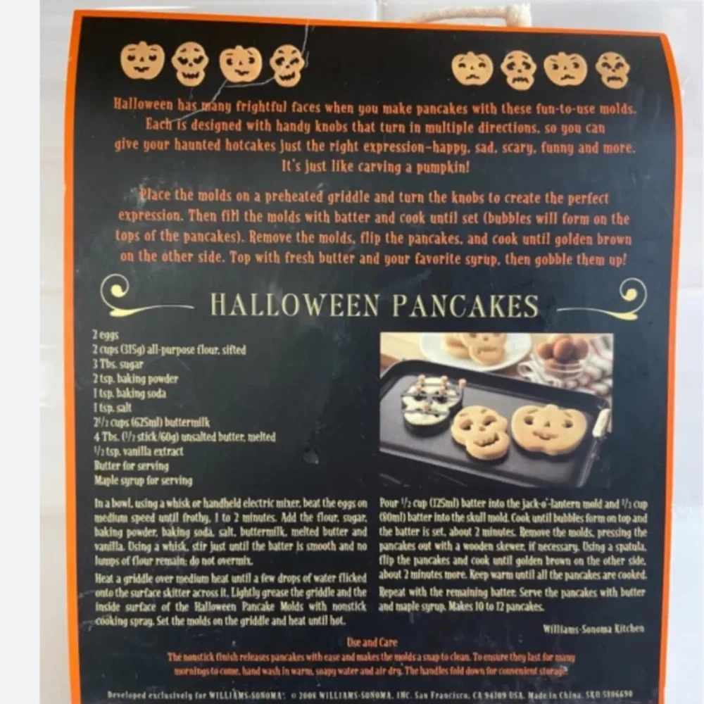 Williams Sonoma Halloween pancake forms