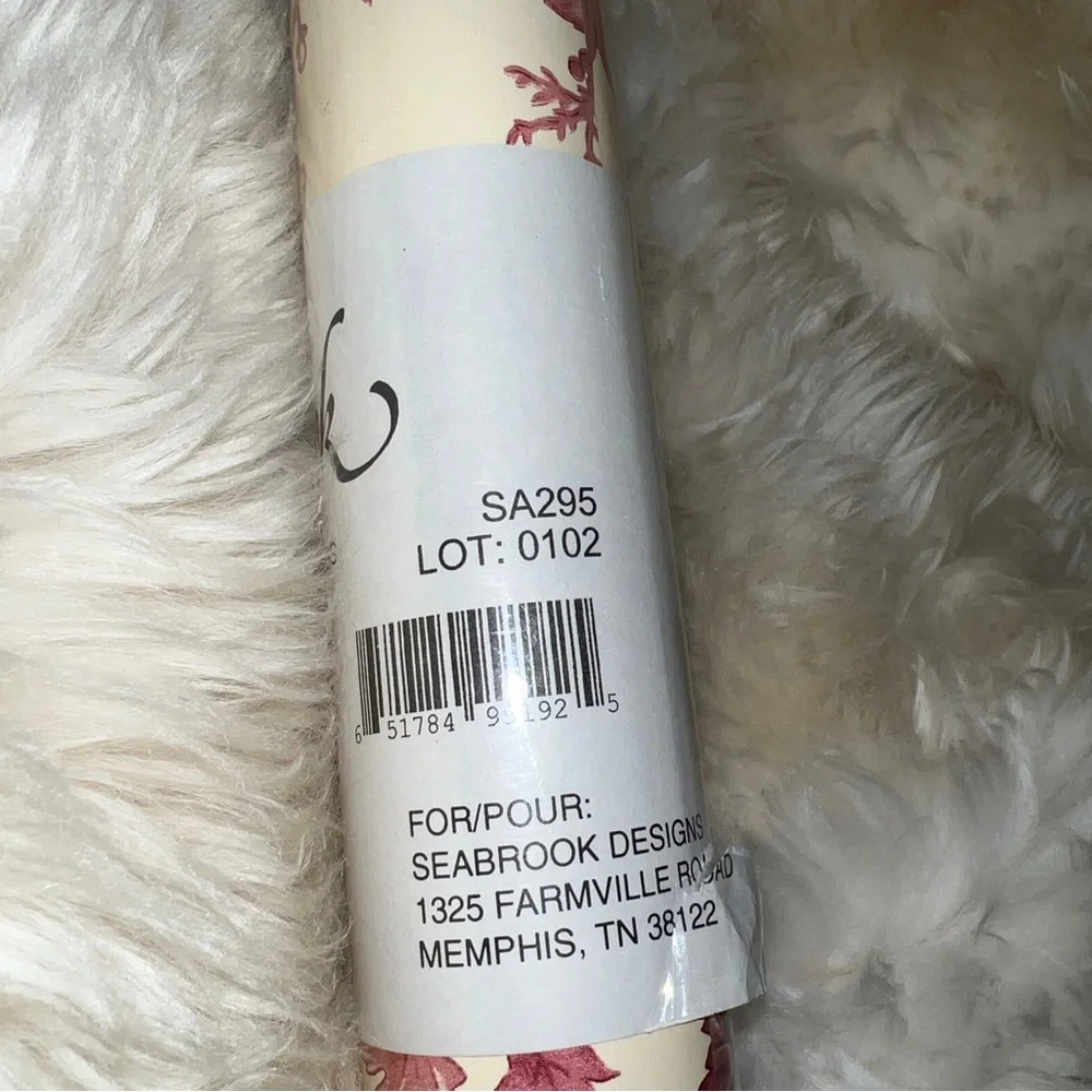 Vintage NOS Seabrook Fine Wallpaper Floral Pattern Double Roll SA295 Burgundy