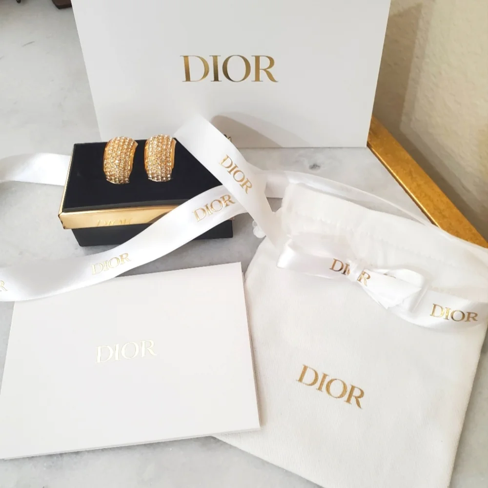 Christian Dior Gold Bling Dome Earrings