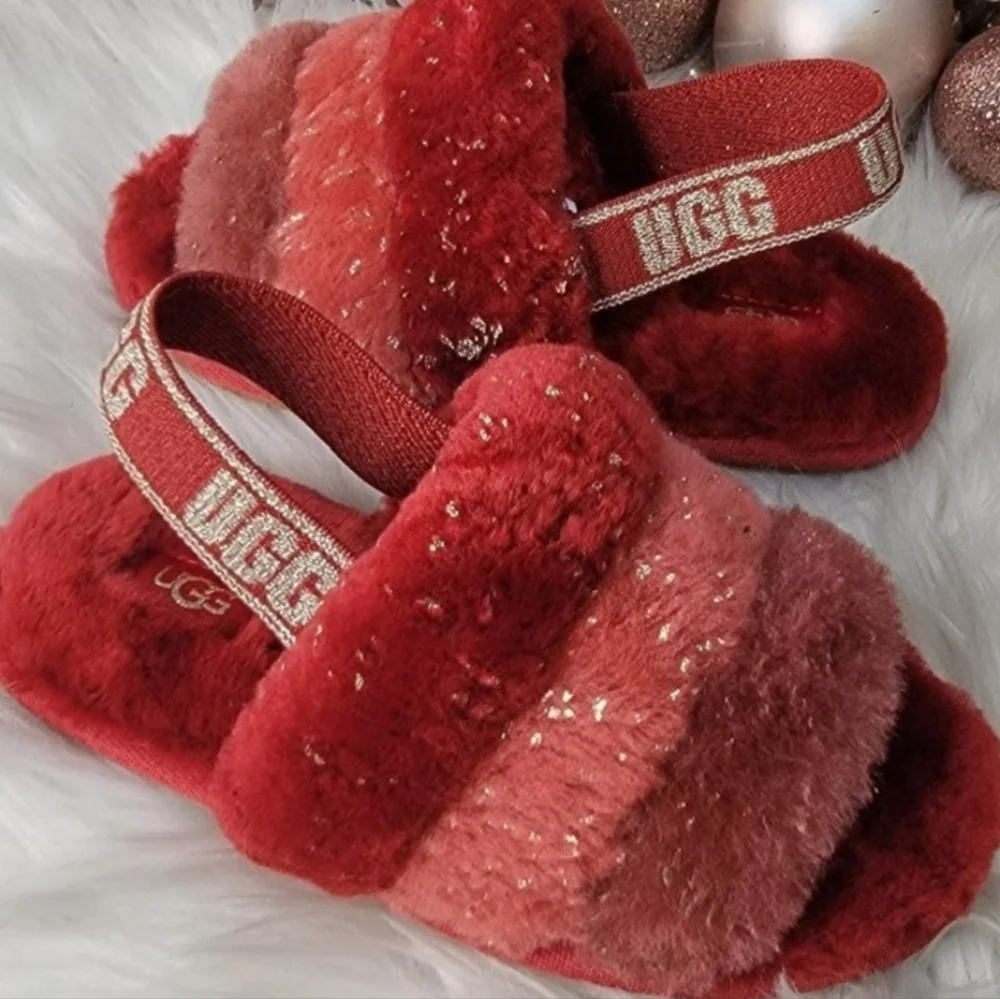 Ugg Toddler Fluff Yeah Metallic Sparkle Shoes new