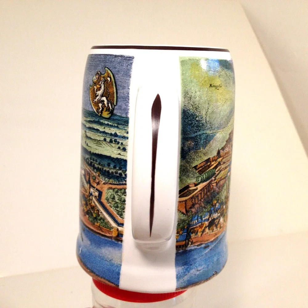 Vintage Reutter Porzellan Beer Stein Heidelberga Neccar fluvius Hassen W Germany