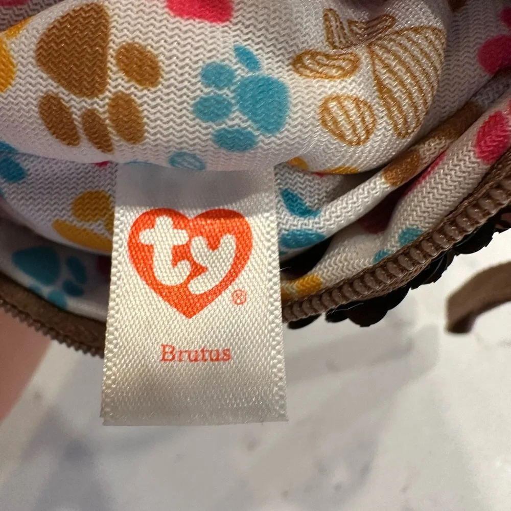 Ty Beanie Babies ‘Brutus’ Dog Brown Sequin Wristlet/Coin Purse