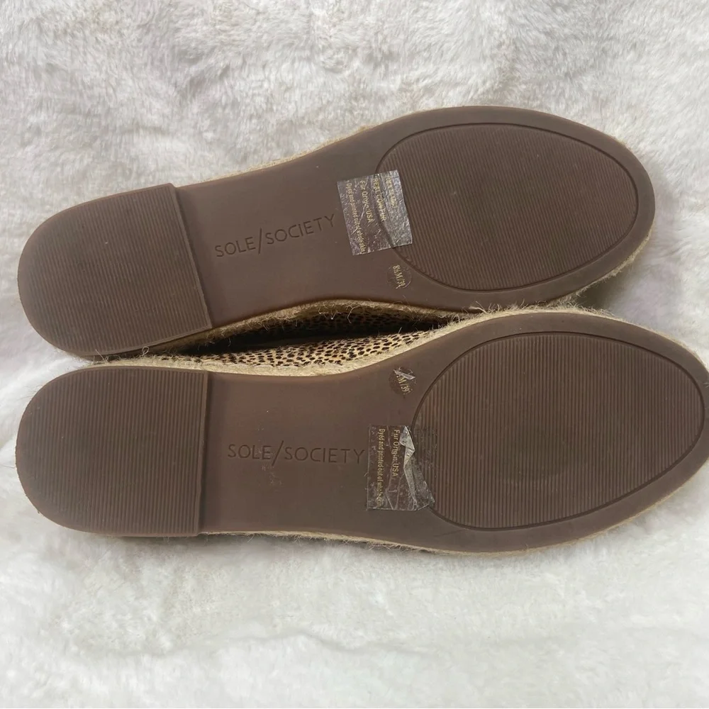 Sole Society Natural Samree 2 Espadrille Sneaker Cheetah Print Lace Up Size 8.5M