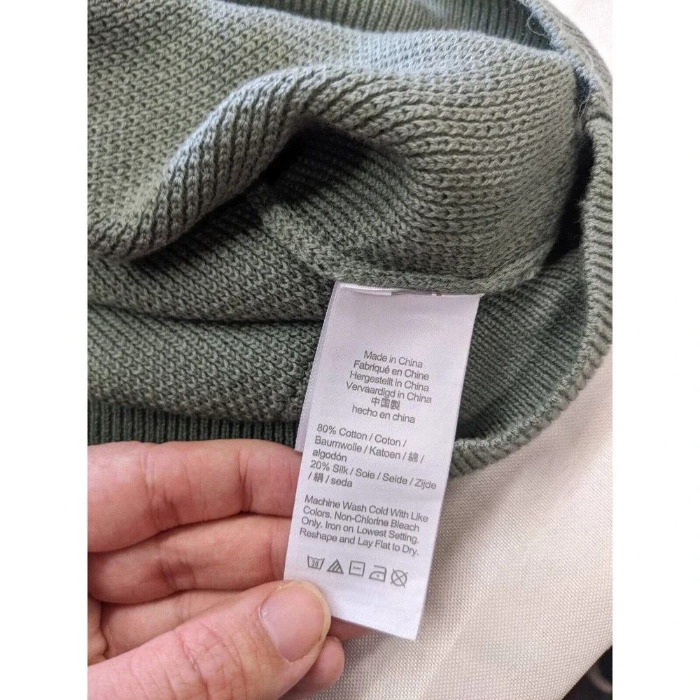 J. Crew Men's Cotton Silk Piqué Knit Sweater Faded Bluegrass Green XL NWT $89