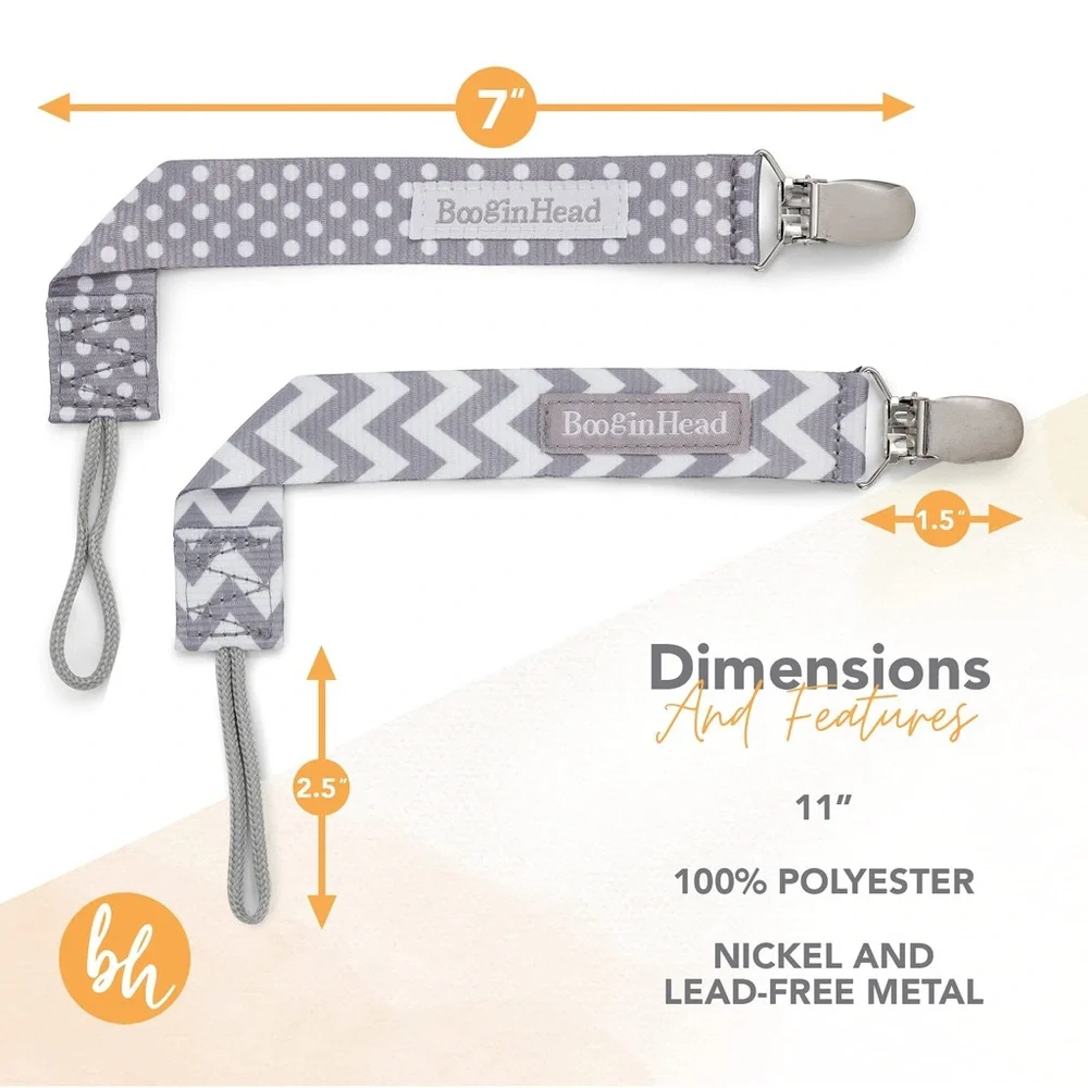 BooginHead Pacifier Clip Baby Pacifier Holder PaciGrip 2-Pack