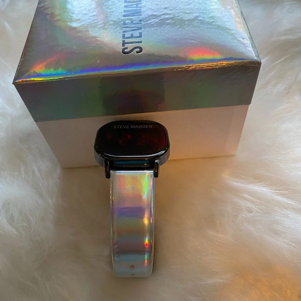 Steve Madden ladies digital watch silver with iridescent color