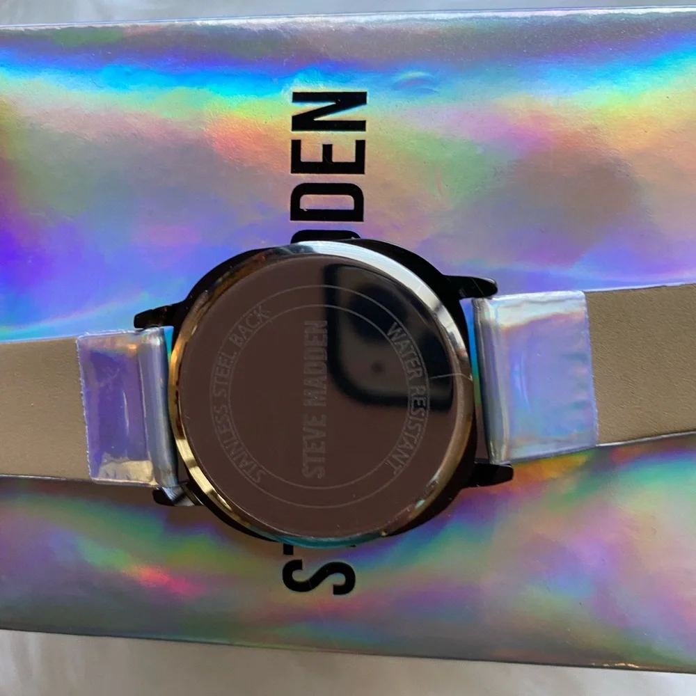 Steve Madden ladies digital watch silver with iridescent color
