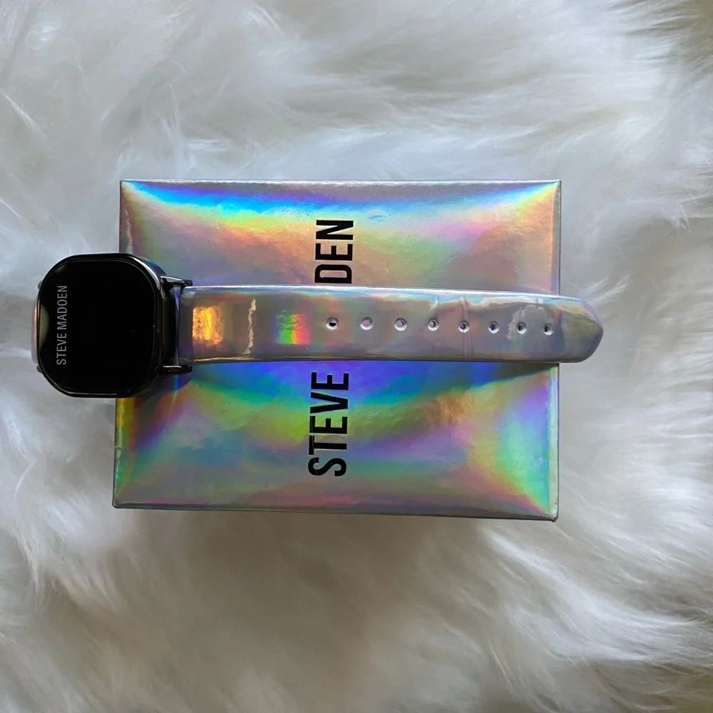 Steve Madden ladies digital watch silver with iridescent color