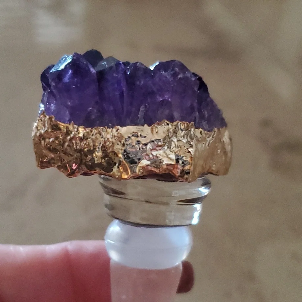 Genuine Amethyst Crystal Bottle Stopper nwot