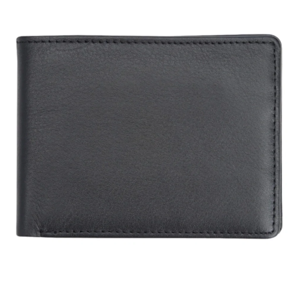 NWT - ROYCE BLACK LEATHER RFID BLOCKING SLIM BIFOLD WALLET