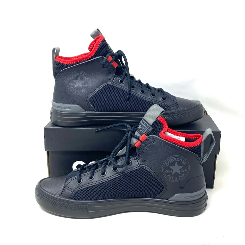 Converse Ultra Future Sport Mid Top Black Red Leather Mesh Shoes Women's A01426C