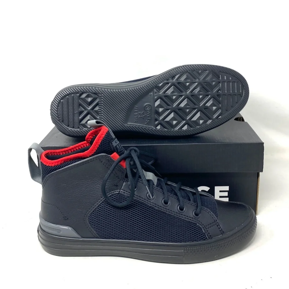 Converse Ultra Future Sport Mid Top Black Red Leather Mesh Shoes Women's A01426C