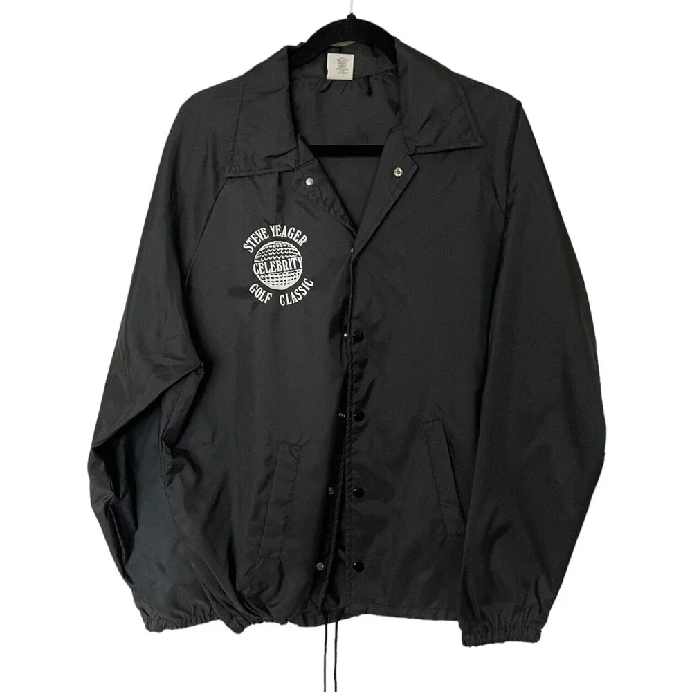 Vintage Black Steve Yeager Celebrity Golf Classic Windbreaker Jacket Size Large