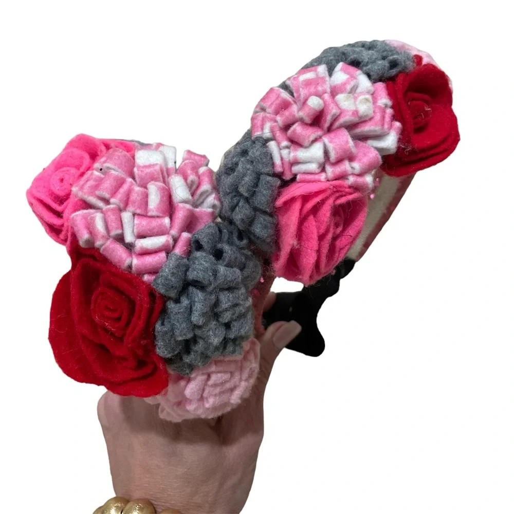 Girls oversized hair bow big flower sequin puff headbands fascinator set of 2