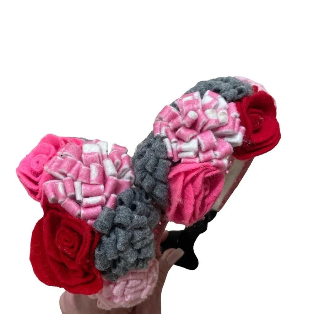 Girls oversized hair bow big flower sequin puff headbands fascinator set of 2