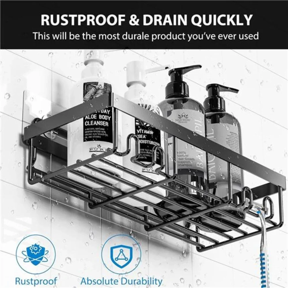 5 Pack Shower Caddy Shelf Organizers Rack, Self Adhesive Black, No Drilling