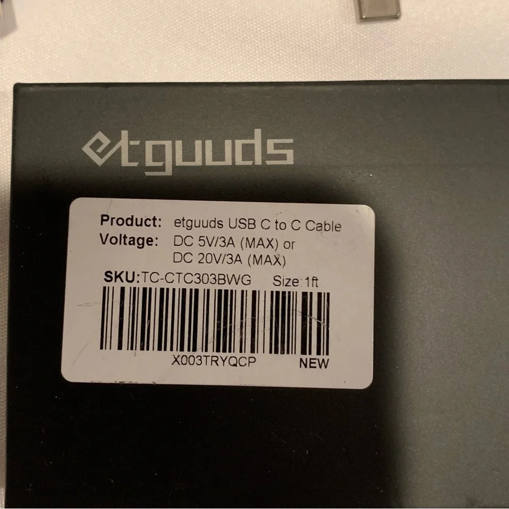 Etguuds USB C to USB C Cable 1ft, 3-Pack in a box Fast Charging total of 6 wires