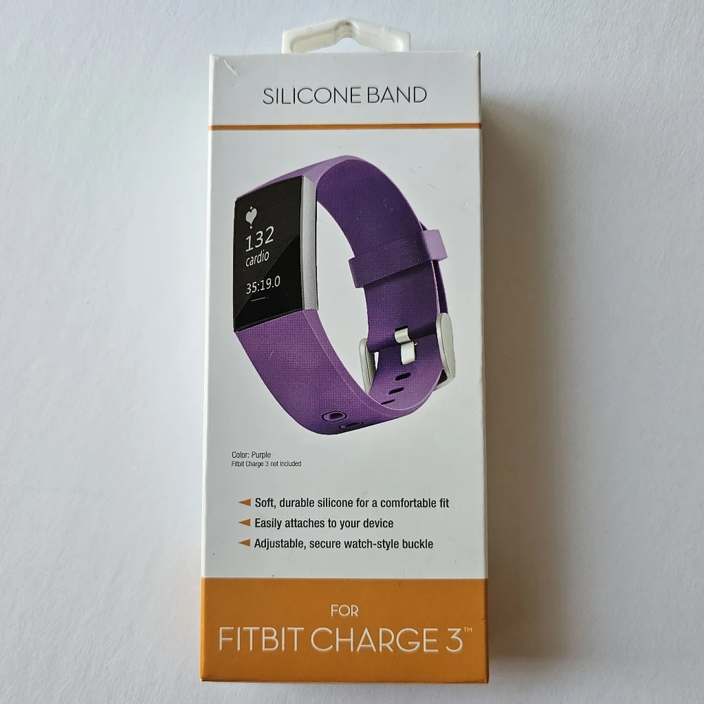2-Piece Silicone Watch Band for Fitbit Charge 3 - PURPLE