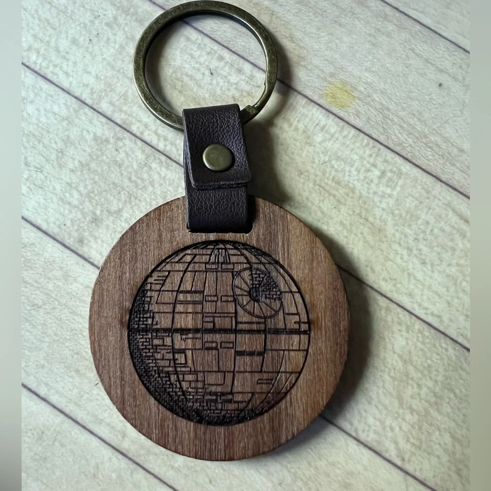 Death Star wooden keychain