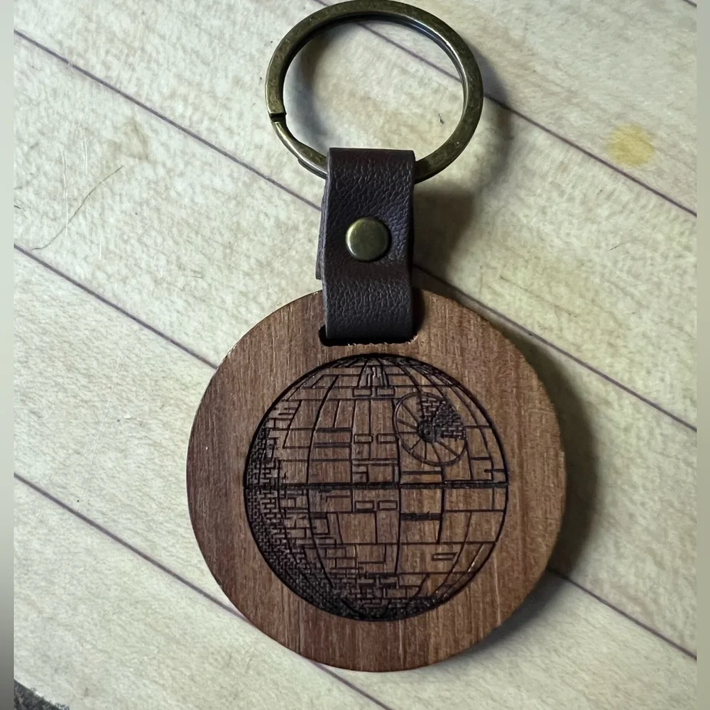 Death Star wooden keychain