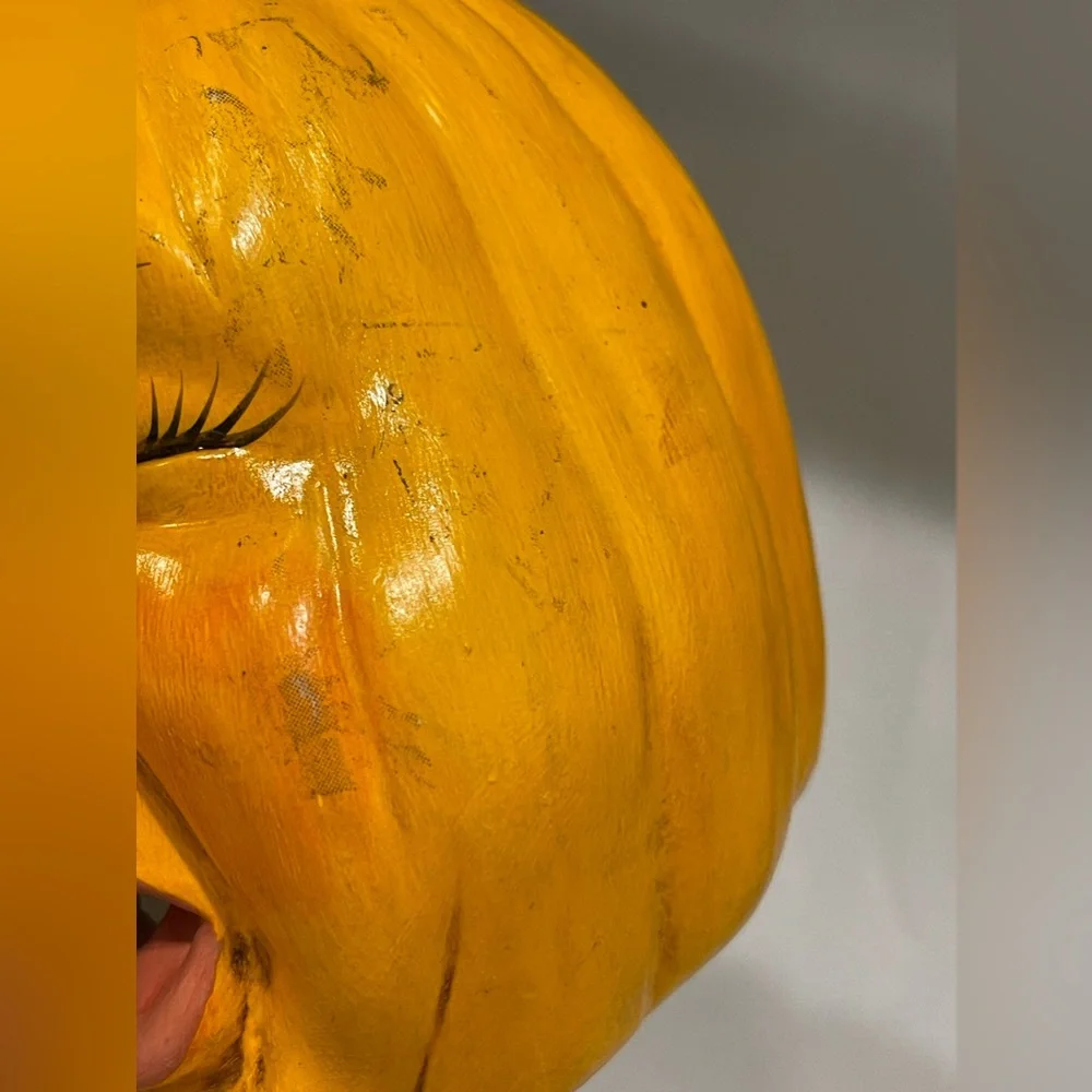 Vintage  Baby Pumpkin Head Ceramic Decorative Art Halloween Hand Painted