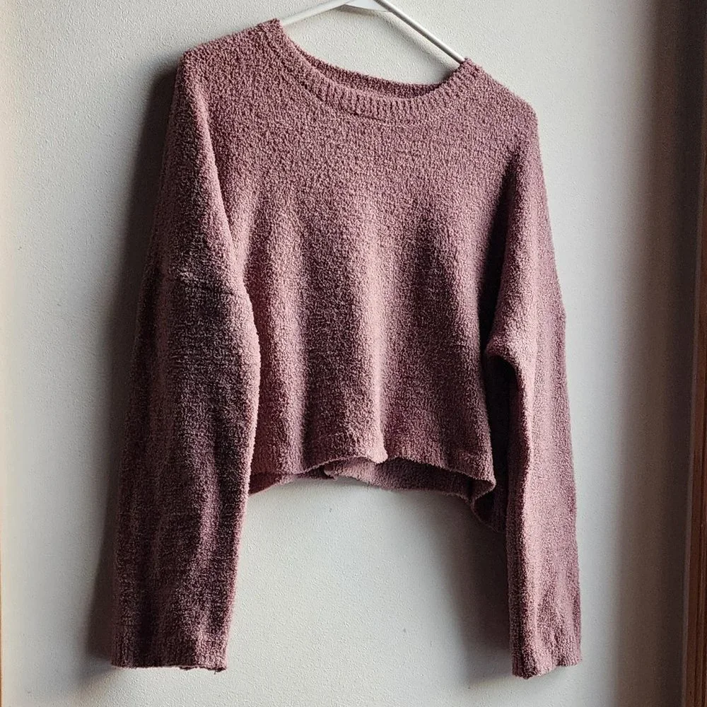 Sincerely Jules Mauve Long Sleeve Crop Top Size Small