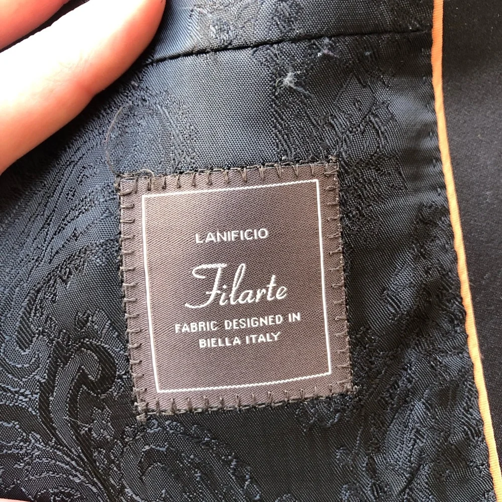 Paul Betenly Rocco Tuxedo Jacket Black 100% Wool Super 120s 38S