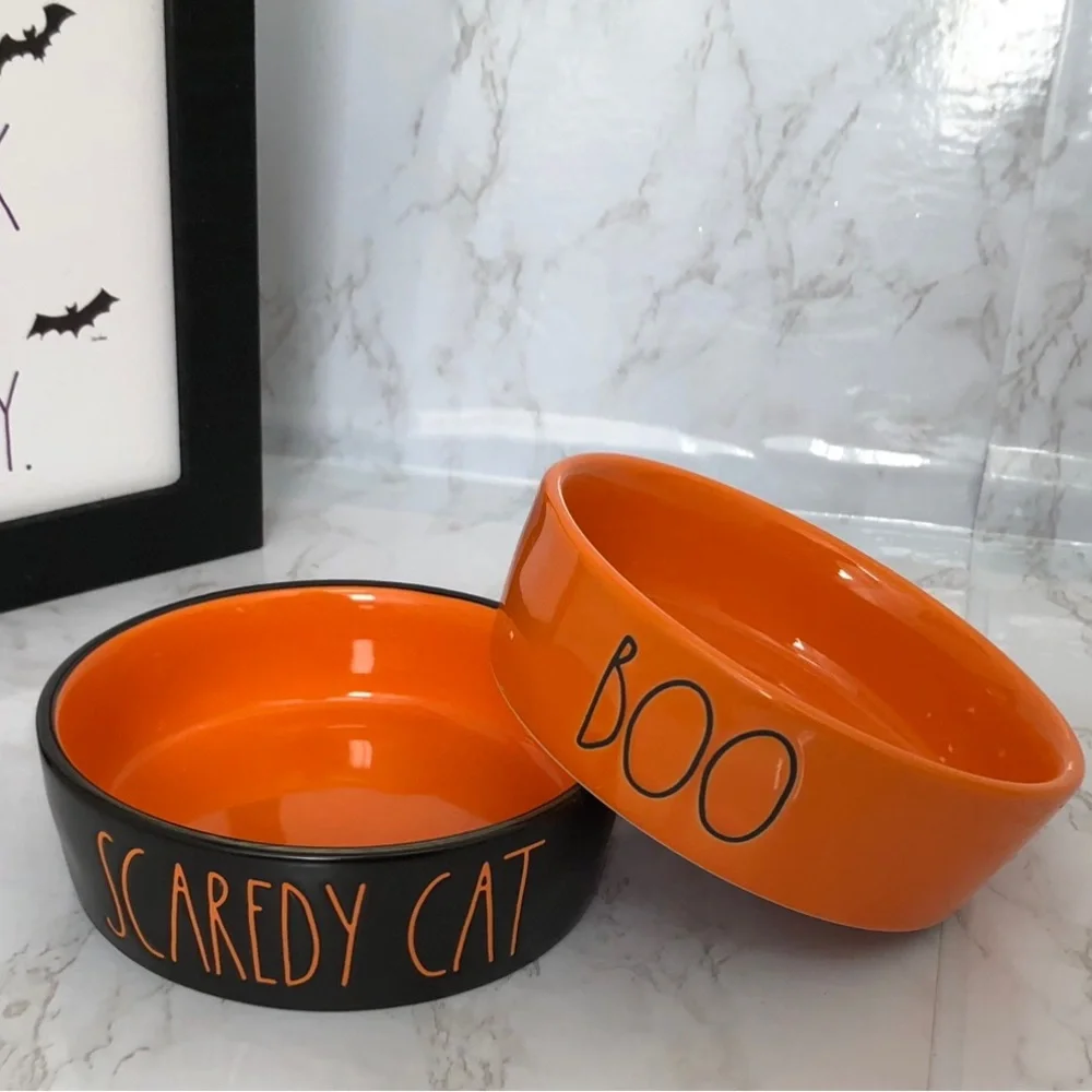 Rae Dunn Halloween Pet Bowls set  Good for cat or small dog