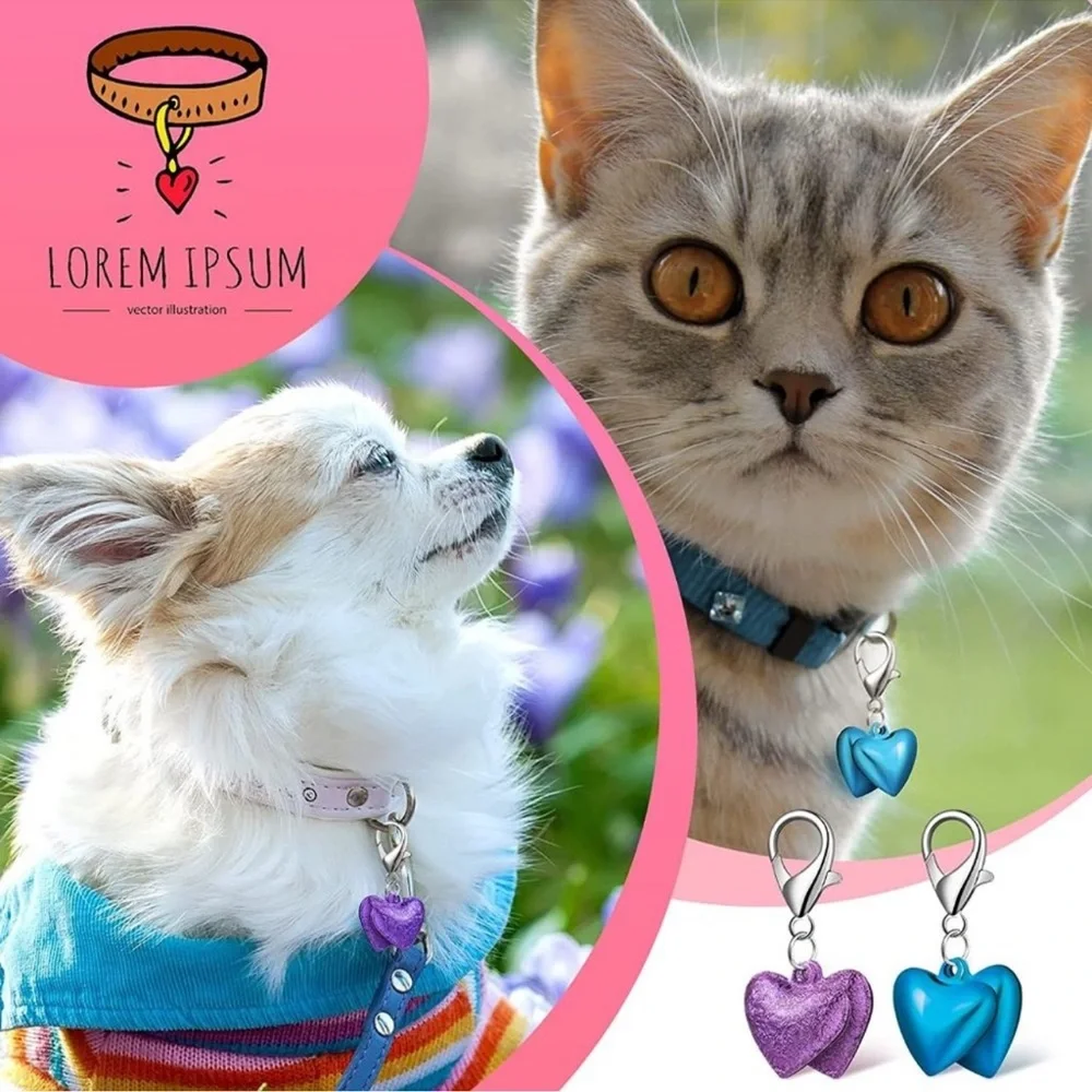 14 Sets Valentine's Day Cat Dog Bells Heart Shape
