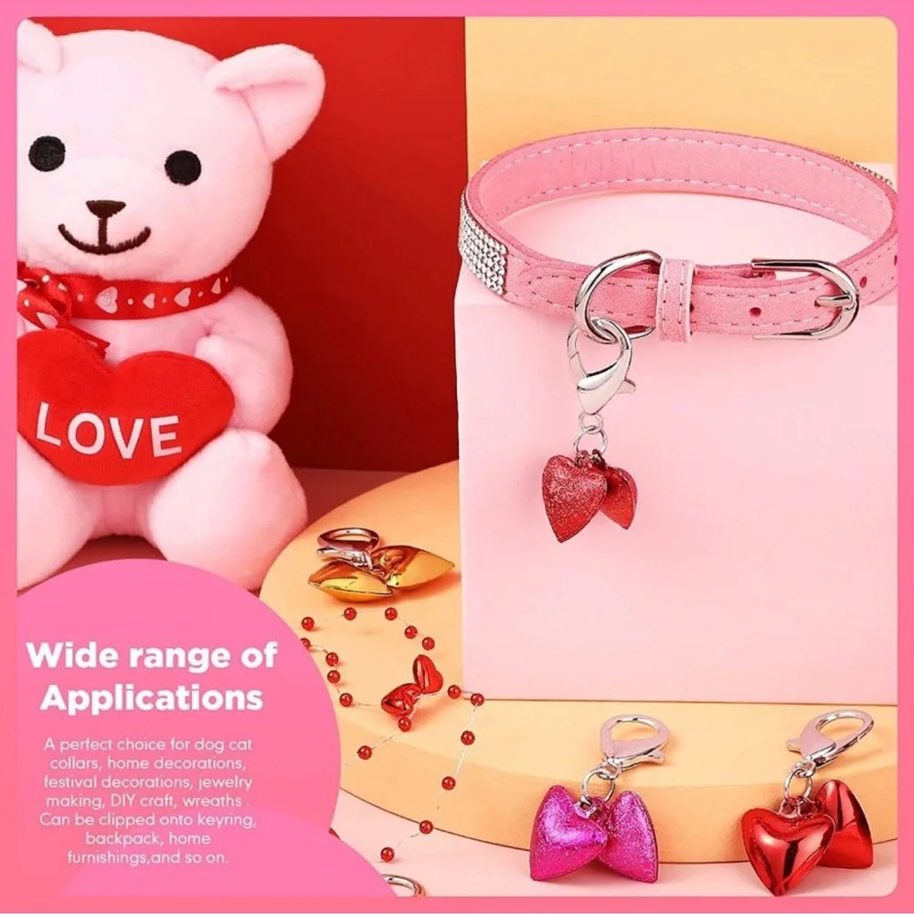 14 Sets Valentine's Day Cat Dog Bells Heart Shape