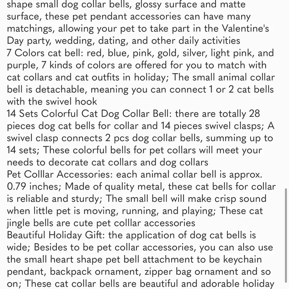 14 Sets Valentine's Day Cat Dog Bells Heart Shape